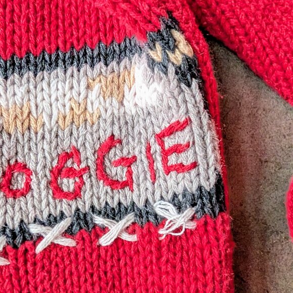 Vintage Cervelle Red Knit Doggie Cardigan Sweater medium - Picture 5 of 7